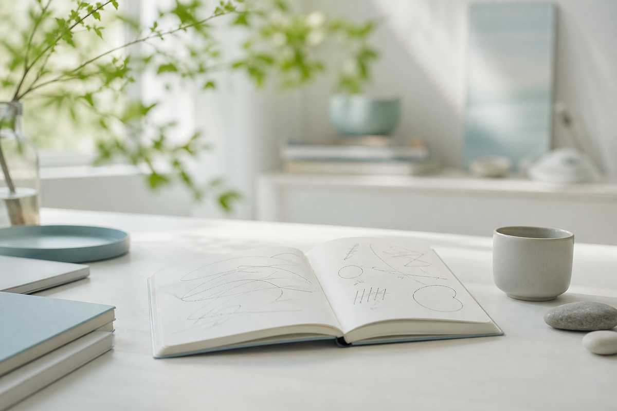 Espace de travail avec carnet de notes pour definir ses objectifs