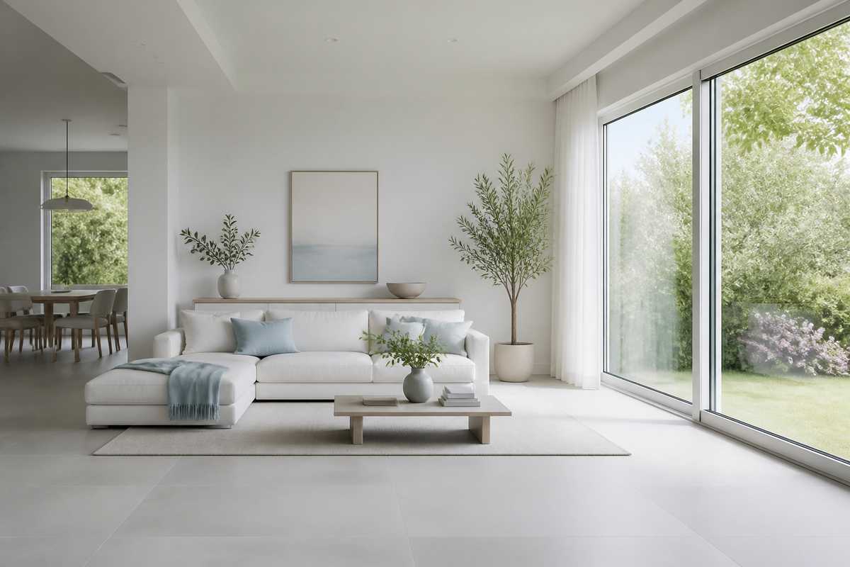 Interieur range et minimaliste apres desencombrement, espace de vie aere